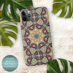 Unique Brown Yellow Turquoise Red Kaleidoscope Art iPhone 11Pro Max Case