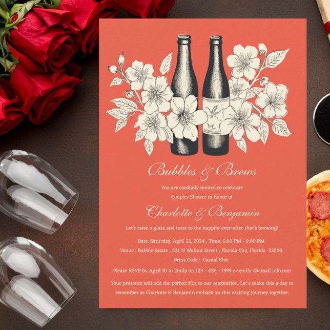 Unique Bubbles And Brews Couples Shower  Invitation (Creator Uploaded)