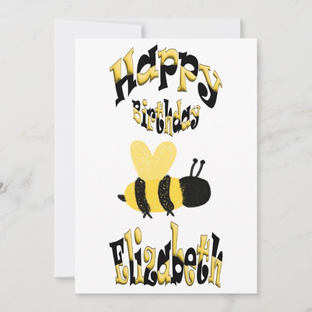 Unique Bumblebee Doodle Personalised Drawing B-Day Invitation (Front)