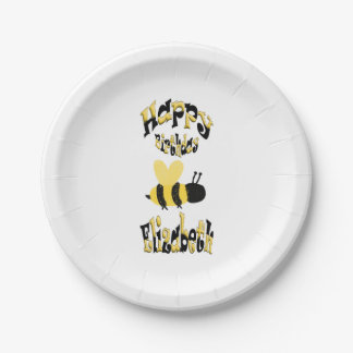 Unique Bumblebee Doodle Personalised Drawing B-Day Paper Plate
