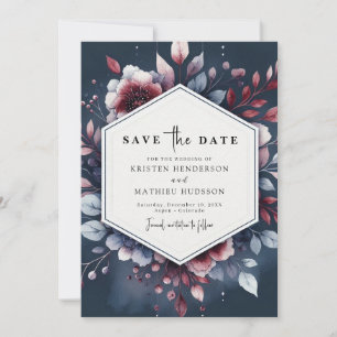 Unique Burgundy Wedding Save The Date