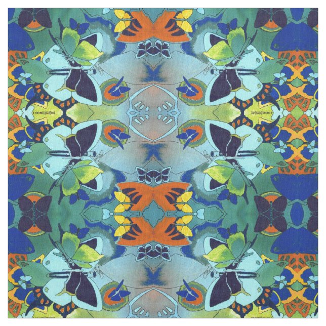 Unique Butterfly Mosaic Collage Pima Cotton Fabric (Swatch)