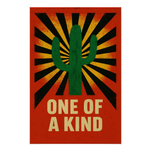 Unique cactus under a bright sun poster