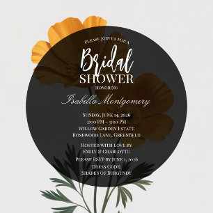Unique California Poppy Floral Bridal Shower Invitation