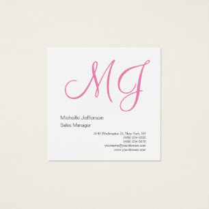 Unique Calligraphy Monogram White Pink Initials 