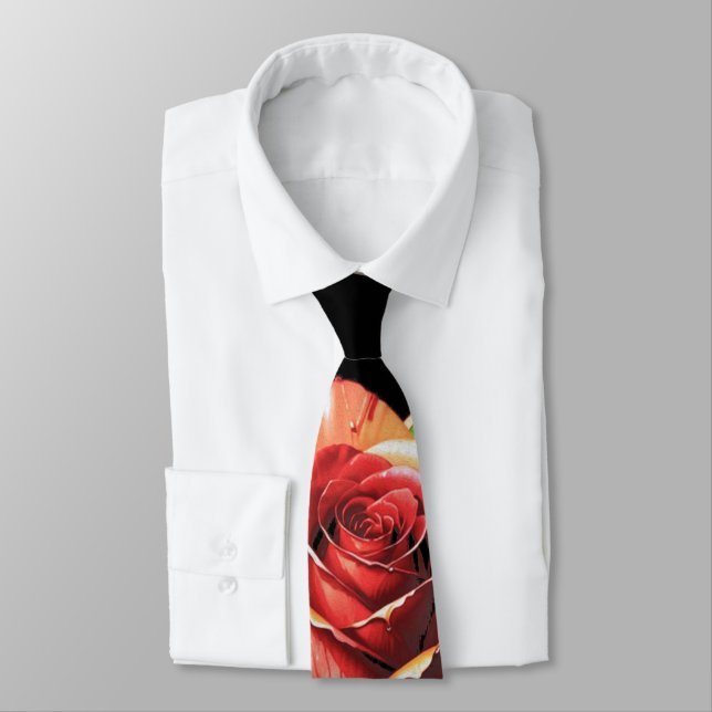 Unique Candy Cane Rose Design Flower Tie (Tied)
