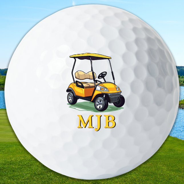 Unique Cart Golfer Personalised 3 Initial Monogram Golf Balls (Creator Uploaded)