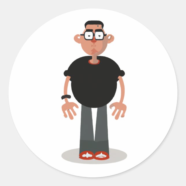 Unique Cartoon Character Classic Round Sticker (Front)