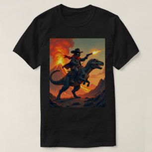 Unique Cat Cowboy Riding Dinosaur   Cat Cowboy T-Shirt