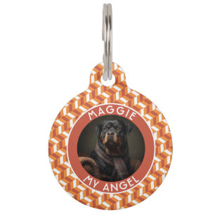 Unique Cat Lover Present Chevron Checkers Pet Tag