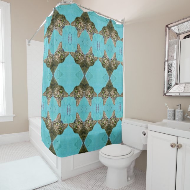 Unique Cat Pattern Shower Curtain (In Situ)
