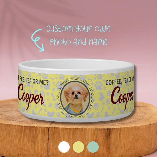 Unique Ceramic Pet Feeding Dish with Name & Photo  (Now Your Dog May have Their Unique Bowl With Custom Photo and Name)