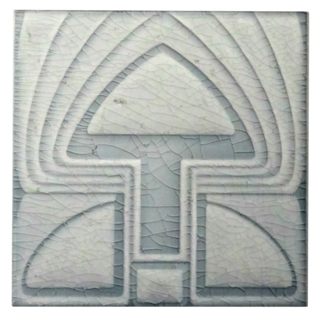 Unique Ceramic Tile - Art Nouveau Gray Pattern (Front)