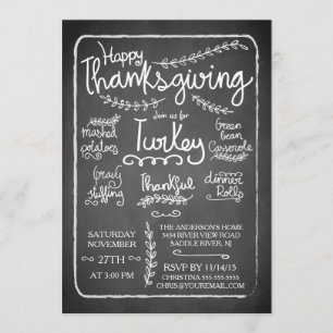 Unique Chalkboard Thanksgiving Dinner Invitation