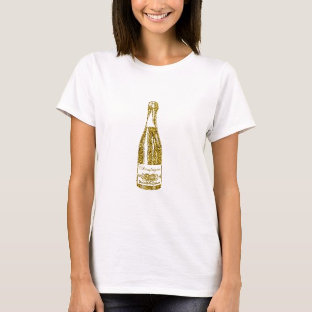 Unique Champagne Design T-Shirt (Front)