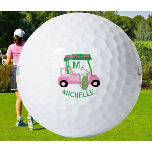 Unique Charming Golf Cart with Clubs Monogram Balls