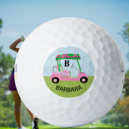 Unique Charming Golf Cart with Clubs Monogram Balls