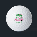 Unique Charming Golf Cart with Clubs Monogram  Balls<br><div class="desc">A charming unique golf cart -- pink and green -- tastefully done -- ready to run the course -- golf ball --This is a great gift for all golf lovers -- fun / attractive / unique. Personalise it with your/her initials/monogram. If you have any design questions or a special request,...</div>