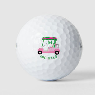 Unique Charming Golf Cart with Clubs Monogram Balls