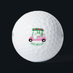 Unique Charming Golf Cart with Clubs Monogram  Golf Balls<br><div class="desc">A charming unique golf cart -- pink and green -- tastefully done -- ready to run the course -- golf ball --This is a great gift for all golf lovers -- fun / attractive / unique. Personalise it with your/her initials/monogram. If you have any design questions or a special request,...</div>