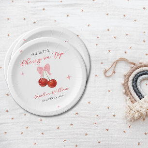 Unique Cherry on Top Baby shower Paper Plate