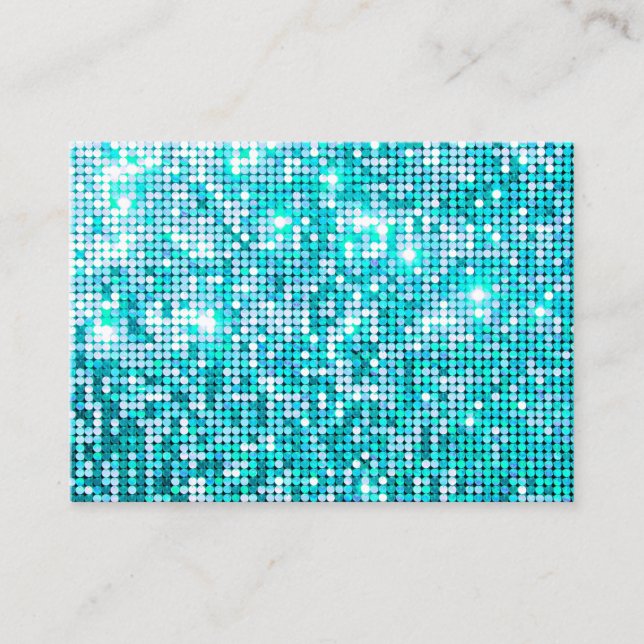 ★ Unique Chic Glitter Turquoise Business Card (Front)