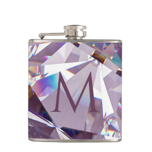 Unique Chic Jewel Diamond Design Name Monogram Hip Flask