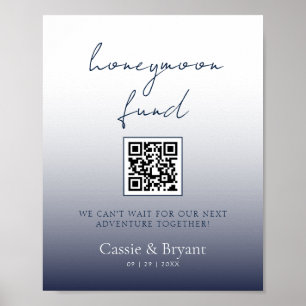 Unique Chic Navy Blue Honeymoon Fund Wedding Sign