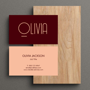 Unique Chic Red & Blush Pink Script Business Card