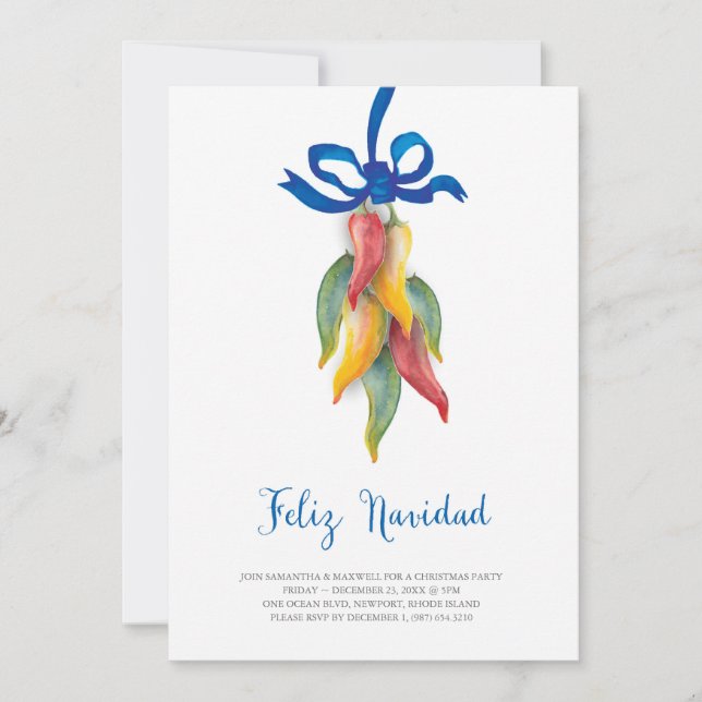 Unique Chilli Pepper Christmas Invitation (Front)