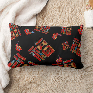 Unique Chinese Character 福 Blessings Rabbits Year Lumbar Cushion