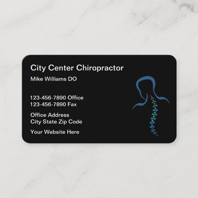 Unique Chiropractor Business Cards Design Template (Front)