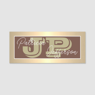 Unique Chocolate Brown Luxury Gold Modern Name Tag