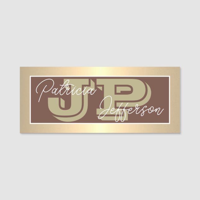 Unique Chocolate Brown Luxury Gold Modern Name Tag (Front)