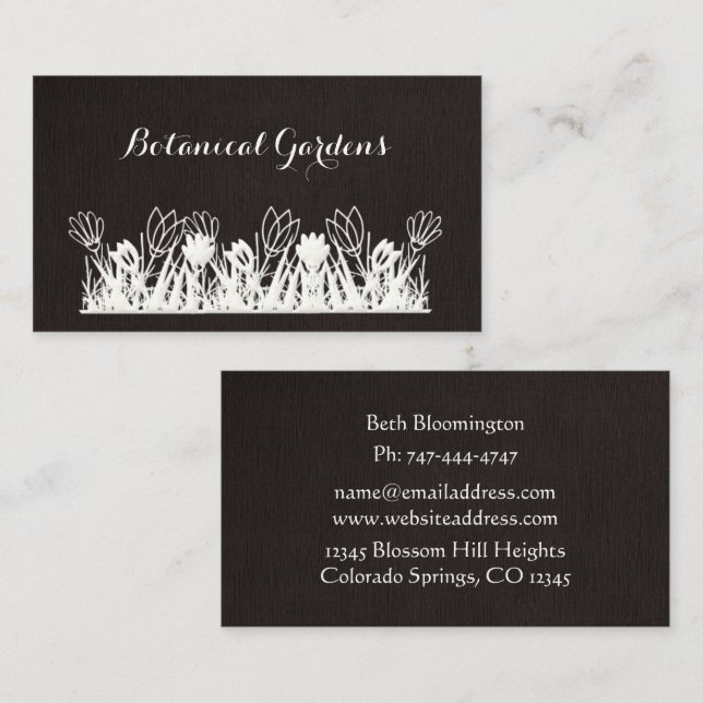 Unique Chocolate Linen Look Floral Business Card (Front/Back)