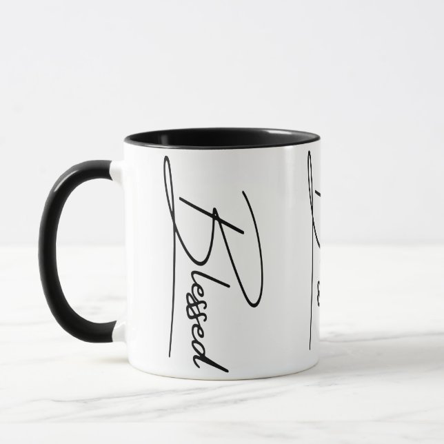 Unique Christian Faith 'Blessed' Vertical Design Mug (Left)