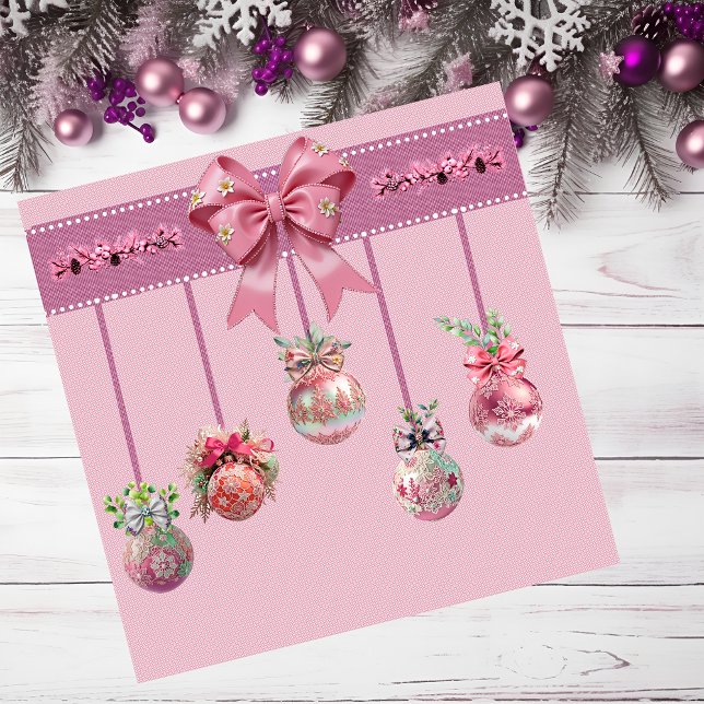 Unique Christmas Balls Magnetic Card (Lace like Christmas balls.)