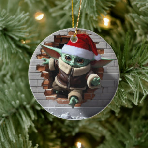 Unique Christmas Elf Ceramic Ornament