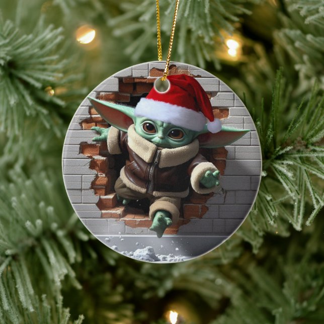 Unique Christmas Elf Ceramic Ornament (Tree)