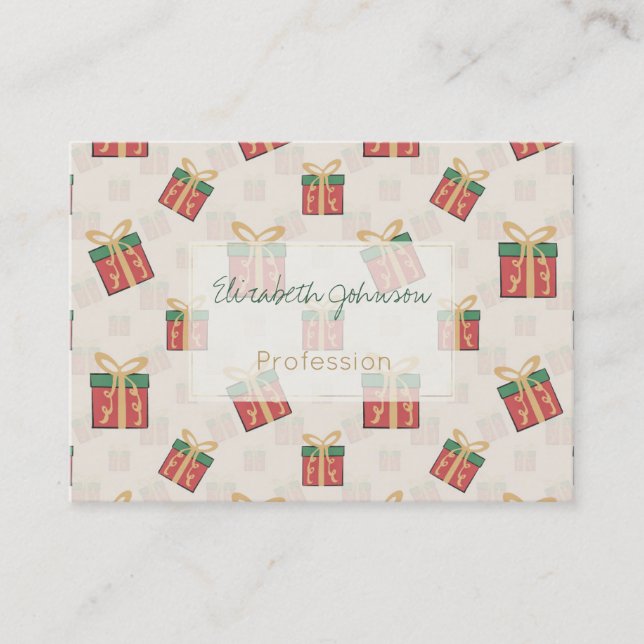 Unique Christmas Gift Boxes Doddles Pattern Business Card (Front)