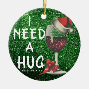 Unique Christmas Gifts For Wine lovers   Glitter Ceramic Ornament