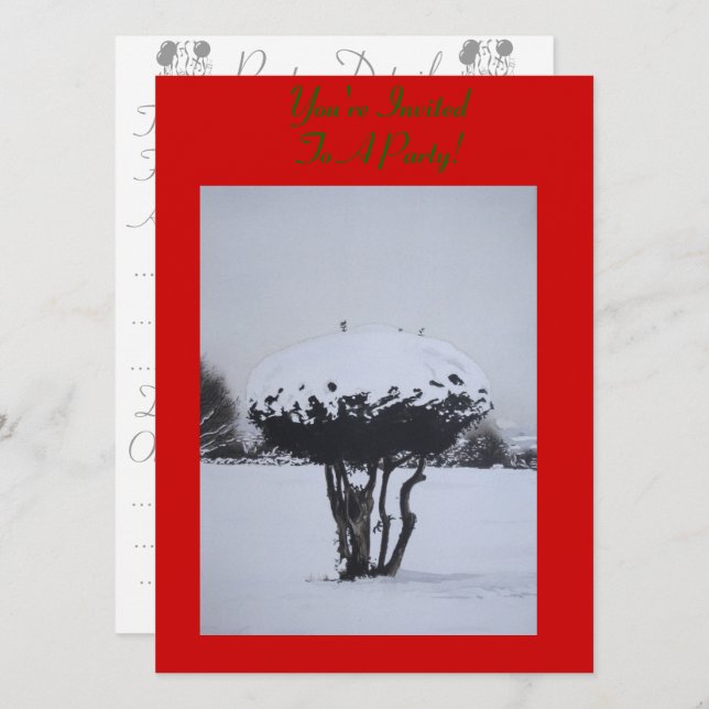 unique christmas landscape snow scene invitation (Front/Back)