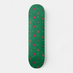 Unique Christmas Ornament Baubles Green Pattern Skateboard