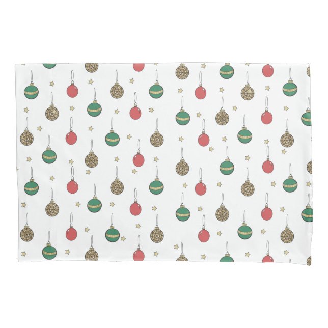 Unique Christmas Ornament Baubles Pattern Pillowcase (Front)