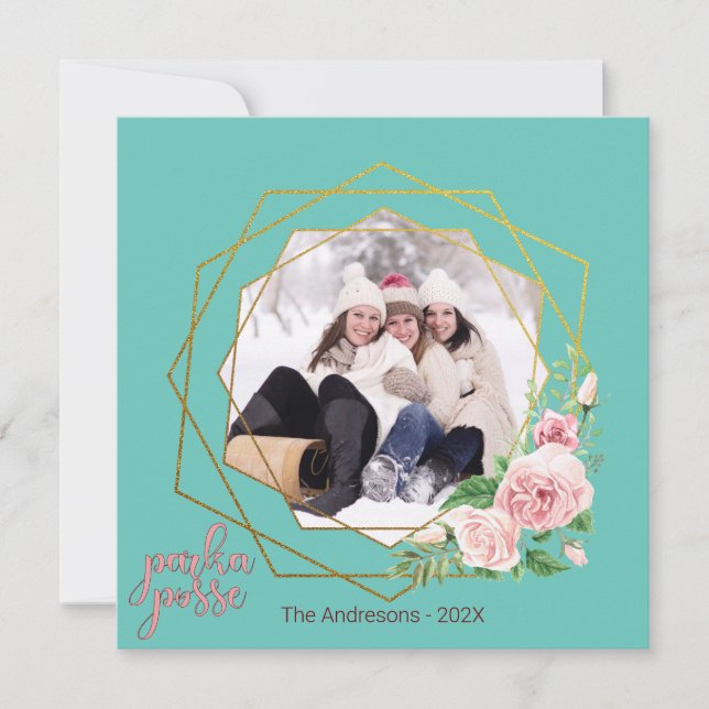 Unique Christmas 🎄 Parka Posse Festive Card (Front)