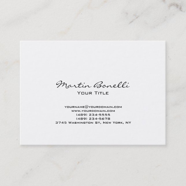 Unique Chubby Modern White Trendy Business Card (Front)