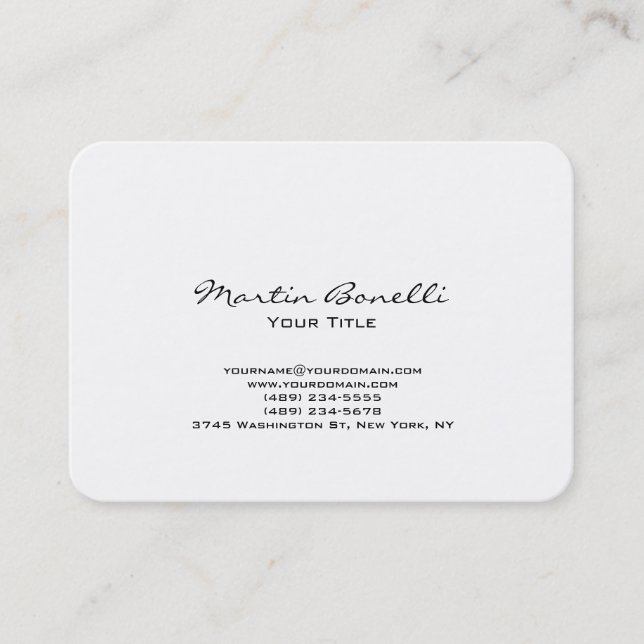 Unique Chubby Modern White Trendy Business Card (Front)