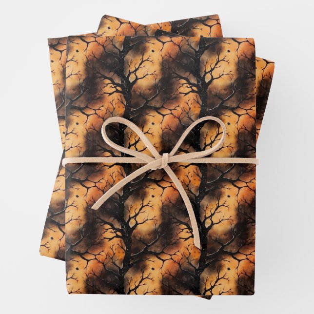 Unique classic spooky Halloween haunted forest  Wrapping Paper Sheet (In situ)