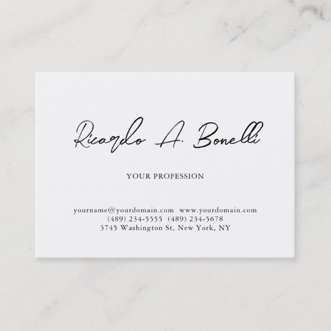 Unique Classical Plain Simple White Professional Business Card (Front)