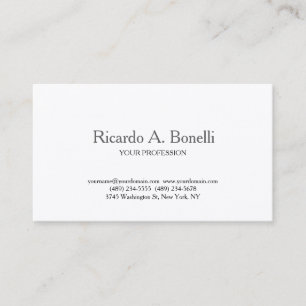 Unique Classical Plain Simple White Professional Business Card